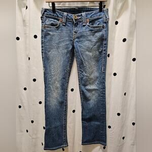 True Religion low rise straight leg jeans size 28 embroidered